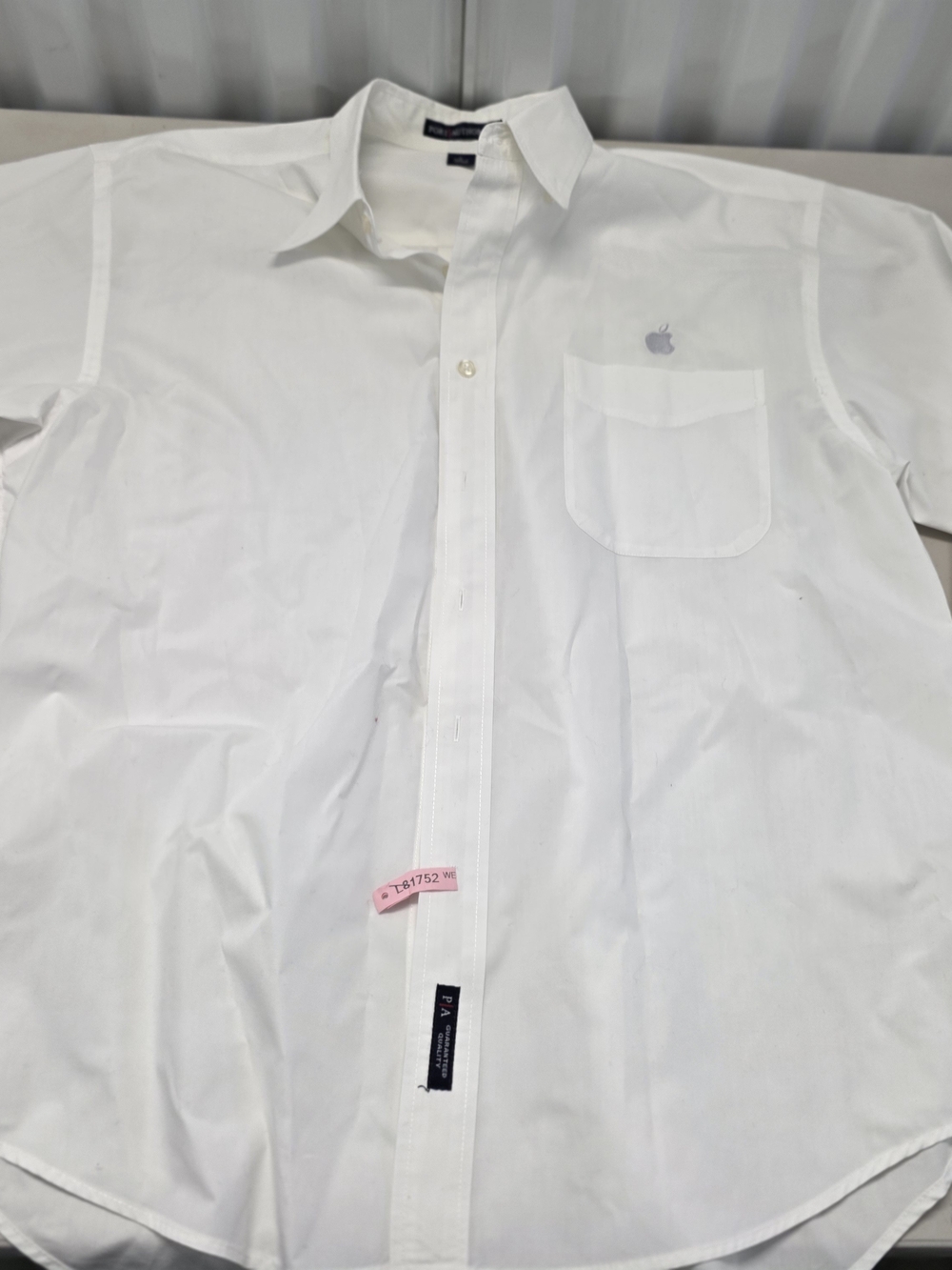 Apple Computer Employee Mens Button Down White Long Sleeve Shirt Logo Large